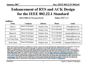 January 2007 doc IEEE 802 22 070012 r