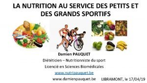 LA NUTRITION AU SERVICE DES PETITS ET DES