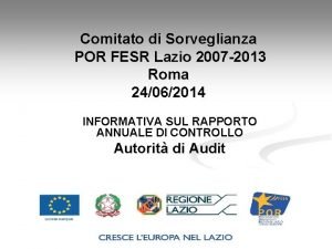 Comitato di Sorveglianza POR FESR Lazio 2007 2013