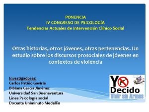 PONENCIA IV CONGRESO DE PSICOLOGA Tendencias Actuales de