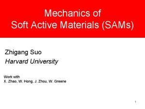 Mechanics of Soft Active Materials SAMs Zhigang Suo