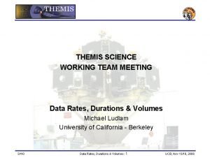 THEMIS SCIENCE WORKING TEAM MEETING Data Rates Durations