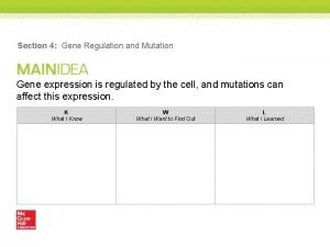 Section 4 Gene Regulation and Mutation Gene expression