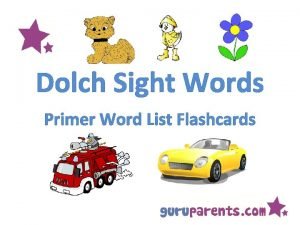 Dolch Sight Words Primer Word List Flashcards Instructions