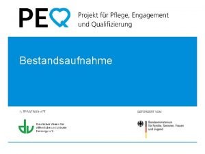 Bestandsaufnahme PEQ Projekt fr Pflege Engagement und Qualifizierung