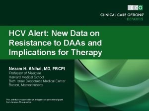 HCV Alert New Data on Resistance to DAAs