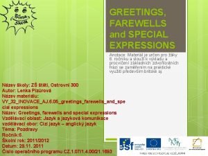 Greetings farewells and special expressions
