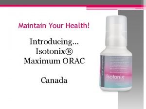 Isotonix orac