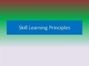 Factors affecting learning Factors affecting learning