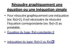 Rsoudre graphiquement une quation ou une inquation simple