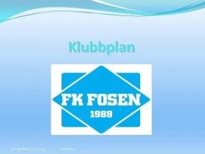 Klubbplan Sist oppdatert 12 2015 Versjon 1 0