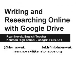 Writing and Researching Online with Google Drive Ryan