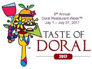 6 th Annual Doral Restaurant Week July 1