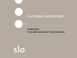 Curriculaire spinnenweb Toelichting bij Curriculaire spinnenweb uit de