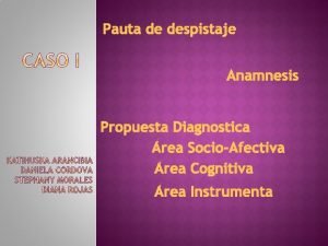 Pauta de despistaje Anamnesis Propuesta Diagnostica rea SocioAfectiva