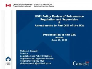 OSFI Policy Review of Reinsurance Regulation and Supervision