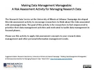 Data management risk assessment