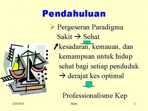 Pendahuluan Pergeseran Paradigma Sakit Sehat kesadaran kemauan dan