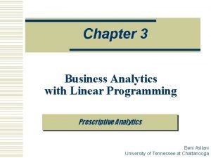 Linear optimization and prescriptive analysis