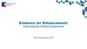 Evidence for Enhancement Improving the Student Experience 18