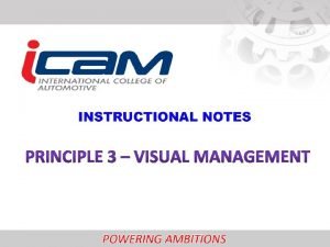 P 3 VISUAL MANAGEMENT INTRODUCTION 1 Provide realtime
