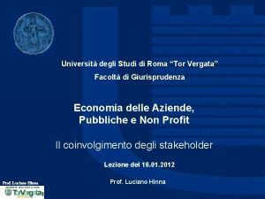 Universit degli Studi di Roma Tor Vergata Facolt