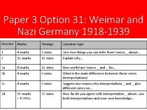 Paper 3 Option 31 Weimar and Nazi Germany