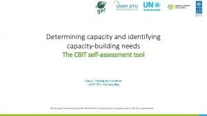 Determining capacity and identifying capacitybuilding needs The CBIT