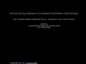 Structure and Drug Release in a Crosslinked PolyEthylene