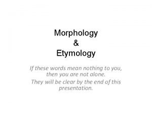 Morphology and etymology