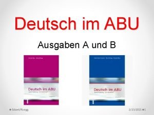 Deutsch im ABU Ausgaben A und B EckertRegg