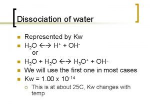Water dissociation