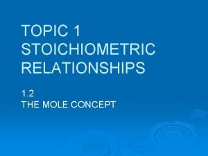 TOPIC 1 STOICHIOMETRIC RELATIONSHIPS 1 2 THE MOLE