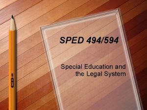 SPED 494594 Special Education and the Legal System