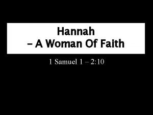 Hannah a woman of faith