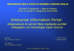 UNIVERSIT DEGLI STUDI DI MODENA E REGGIO EMILIA