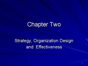 Chapter Two Strategy Organization Design and Effectiveness 1