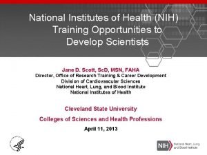 National Institutes of Health NIH Training Opportunities to