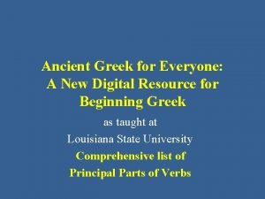 Ancient Greek for Everyone A New Digital Resource