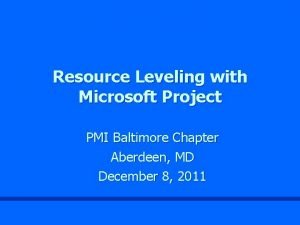 Ms project resource leveling