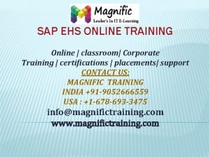 SAP EHS ONLINE TRAINING Online classroom Corporate Training
