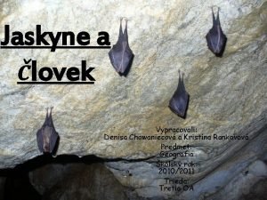 Jaskyne a lovek Vypracovali Denisa Chowaniecov a Kristna