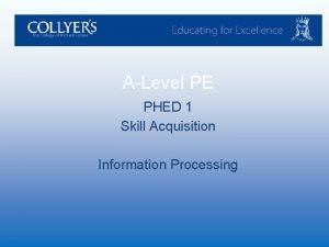 ALevel PE PHED 1 Skill Acquisition Information Processing