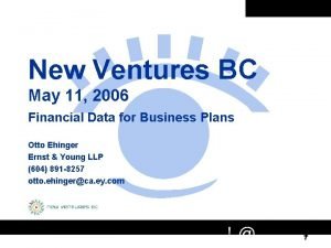 New Ventures BC May 11 2006 Financial Data