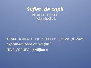 Suflet de copil PROIECT TEMATIC 1 SPTM N