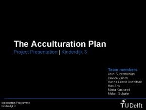 The Acculturation Plan Project Presentation Kinderdijk 3 Team