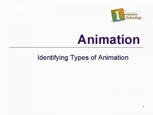 Animation Identifying Types of Animation 1 OBJECTIVES l