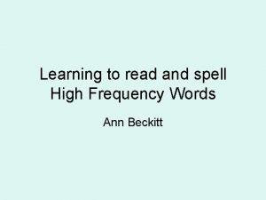 High frequency words