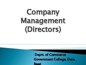 Company Management Directors Deptt of Commerce Government College