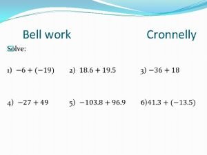 Bell work Cronnelly Fractions and Icebergs Lesson 2